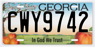 GA license plate CWY9742