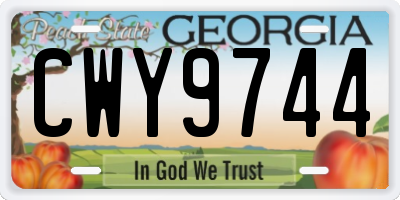 GA license plate CWY9744