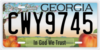 GA license plate CWY9745