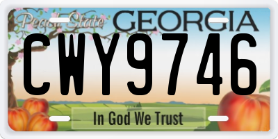 GA license plate CWY9746