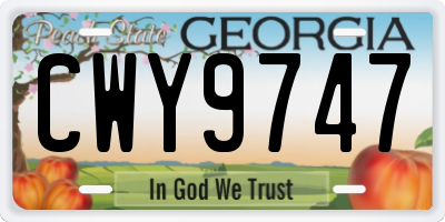 GA license plate CWY9747