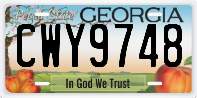 GA license plate CWY9748