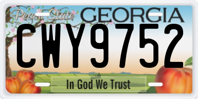 GA license plate CWY9752