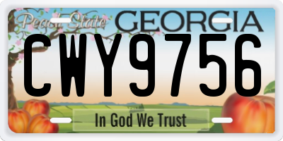GA license plate CWY9756