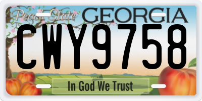 GA license plate CWY9758