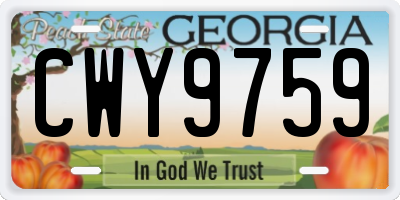 GA license plate CWY9759