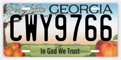 GA license plate CWY9766