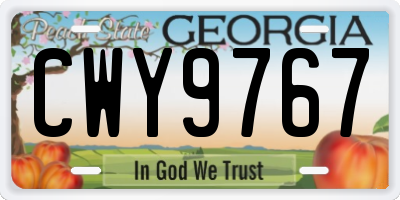 GA license plate CWY9767
