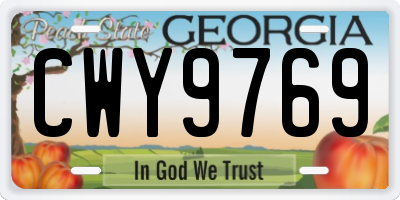 GA license plate CWY9769