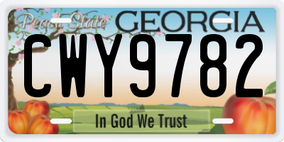GA license plate CWY9782