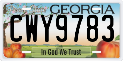 GA license plate CWY9783