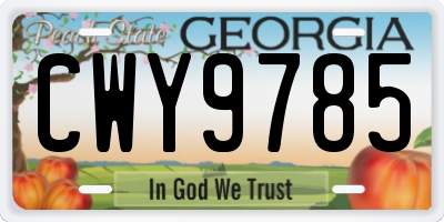 GA license plate CWY9785