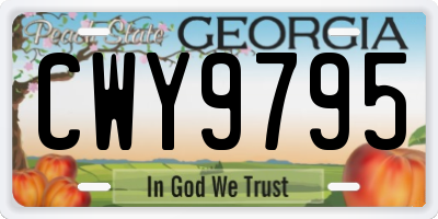 GA license plate CWY9795