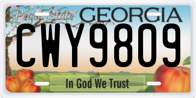 GA license plate CWY9809