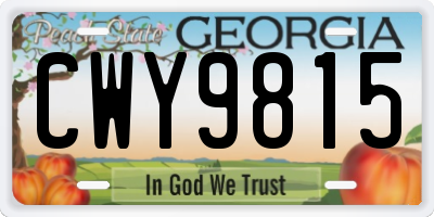 GA license plate CWY9815
