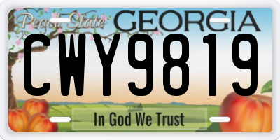 GA license plate CWY9819