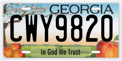 GA license plate CWY9820