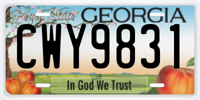 GA license plate CWY9831