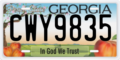 GA license plate CWY9835