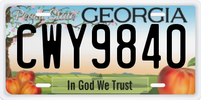 GA license plate CWY9840