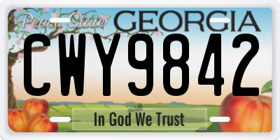 GA license plate CWY9842