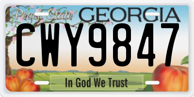 GA license plate CWY9847