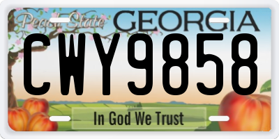 GA license plate CWY9858