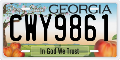 GA license plate CWY9861