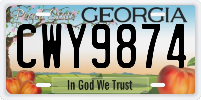 GA license plate CWY9874