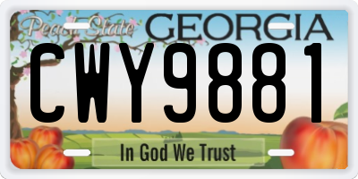 GA license plate CWY9881