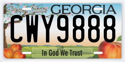 GA license plate CWY9888