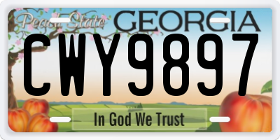 GA license plate CWY9897