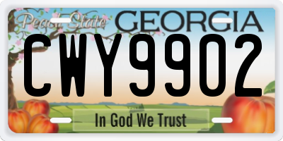 GA license plate CWY9902