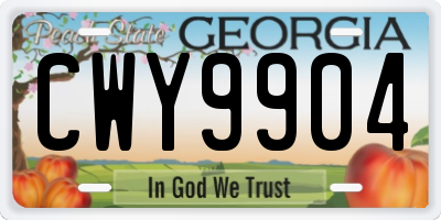 GA license plate CWY9904