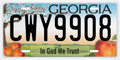 GA license plate CWY9908