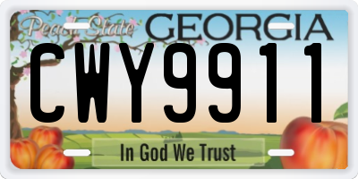 GA license plate CWY9911
