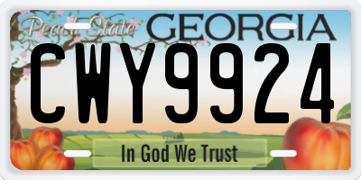 GA license plate CWY9924