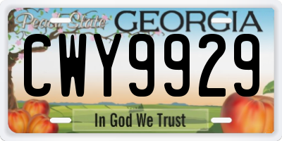 GA license plate CWY9929
