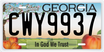 GA license plate CWY9937