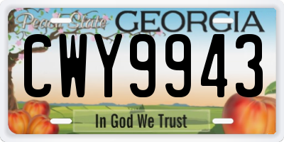 GA license plate CWY9943