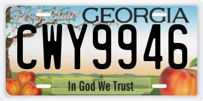 GA license plate CWY9946