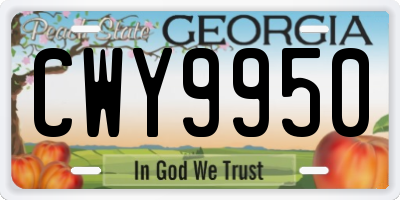 GA license plate CWY9950