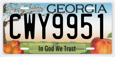 GA license plate CWY9951