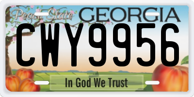 GA license plate CWY9956