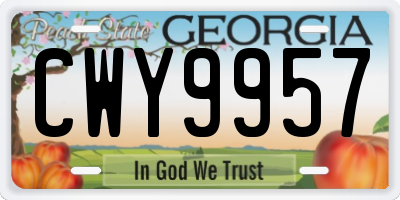 GA license plate CWY9957