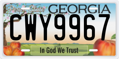 GA license plate CWY9967