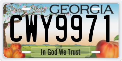 GA license plate CWY9971