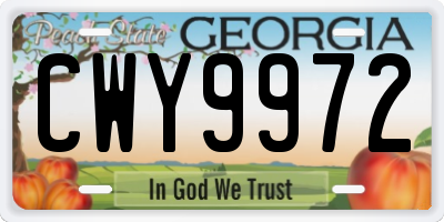 GA license plate CWY9972