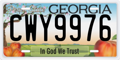 GA license plate CWY9976