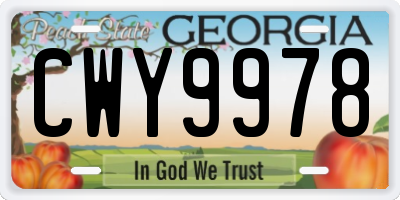 GA license plate CWY9978